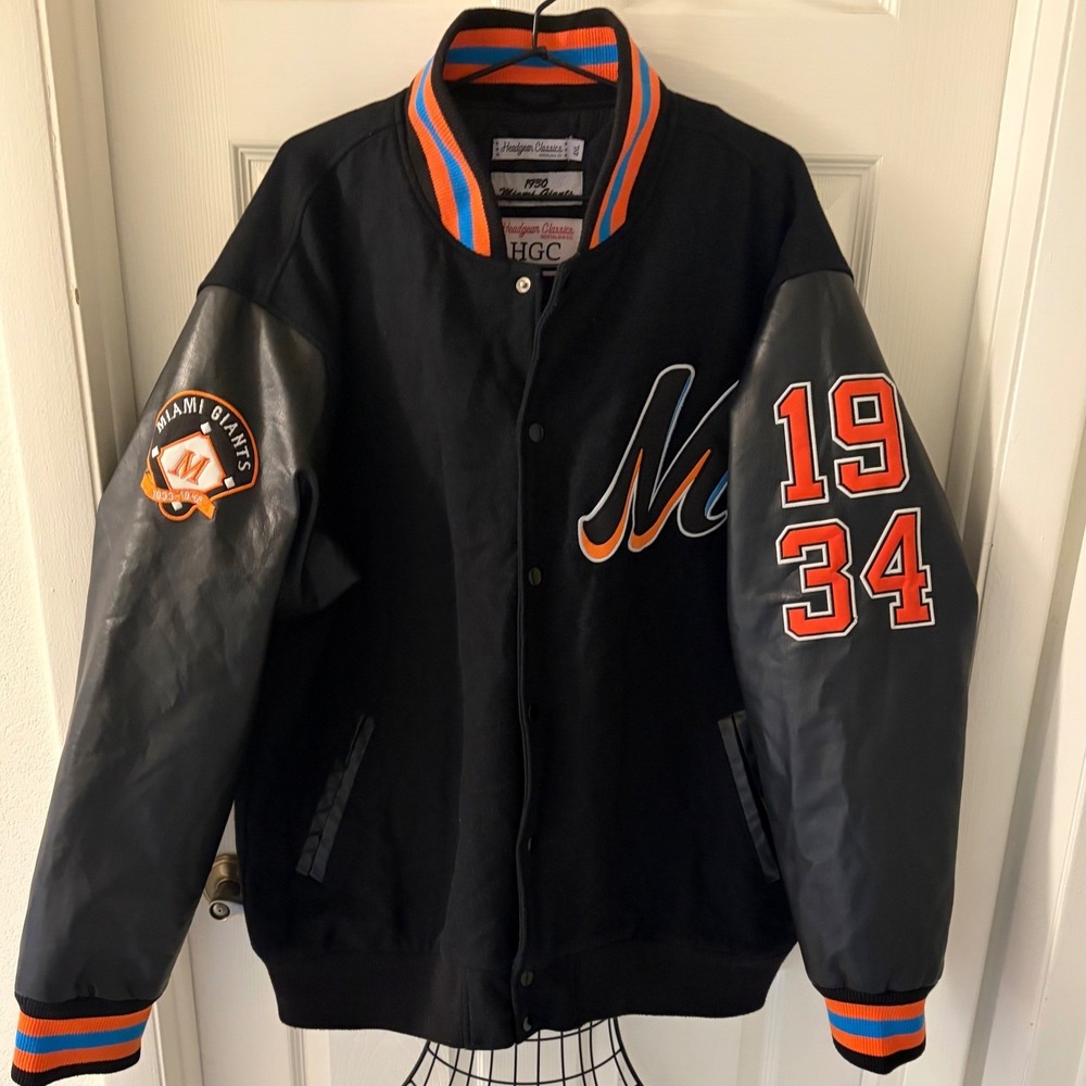 Headgear Classics Miami Giants Negro League Varsity Jacket Men 4XL Black